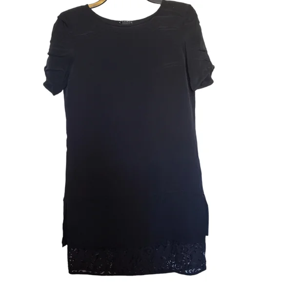 スカート THEORY Silk shirt dress Black Theory | Dresses | Theory Black Silk Shirt Dress With Lace